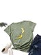 Banana Print Short Sleeve O-neck Loose Casual T-shirt For Women - Olive Green