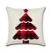 Classique rouge treillis noël élan série lin jeter taie d'oreiller maison canapé housse de coussin décor - #8