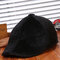Men Faux Leather Keep Warm Outdoor Casual Patchwork Forward Hat Beret Hat - Black 3