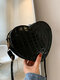 Heart-shaped Embossed Crossbody Bag Shoulder Bag - Black