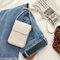 Women Solid Faux Leather 6 Inch Phone Bag Square Shoulder Bag - Beige