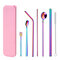8Pcs Set 304 Stainless Steel Straw Portable Tableware Colorful Straw Mixing Spoon Set  - 2