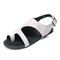 Plus Size Women Casual Clip Toe Hollow Black Buckle Flat Sandals - Beige