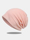 Women Dacron Mesh Solid Color Breathable All-match Beanie Hat - Pink