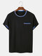 Mens Geometric Trims Print Chest Pocket Short Sleeve T-Shirts - Black