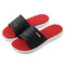 Men Open Toe Slide Sandals Comfy Soft Home Slippers - Red