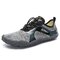 Large Size Men Fabric Slip Resistant Elastic Lace Hiking Casual Beach Water Shoes - Light Grey