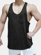 Soft Solid Color Vest Quick Drying Loose Fitting Sleeveless Muscle Athletic Gym Tank Tops - Black