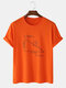 Mens 100% Cotton 6 Color Hand-Script Geometry Short Sleeve Graphic T-Shirt - Orange