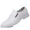 Men Leather Slip On Pointed Toe Business Formal Dress Shoes - White