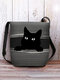 Women Cat Striped Pattern Print Crossbody Bag Shoulder Bag - Black