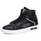 Men Brief Non-slip Letter Pattern Lace Up Breathable Casual Sneakers - Black