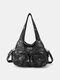 Women Faux Leather Multi-Pocket Large Capacity Shoulder Bag Crossbody Bags - Black
