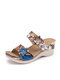 Women Large Size Animal Print Flowers Decor Hand Stitching Comfy Casual Beach Wedges Slippers - Snake