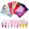 6 Color/Kit Colorful Nail Sticker Laser Dazzle Flame Nail Art Transfer Self Adhesive Decals Paper - 01