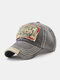 Men Washed Cotton Letter Pattern Patch Baseball Cap Outdoor Sunshade Adjustable Hats - Dark Grey