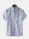 Men Ethnic Vintage Printed Loose Casual Short-sleeved Shirt - White