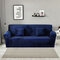 Плюшевая клетчатая эластичная утолщенная подушка для дивана Чехол Нескользящие чехлы для диванов с полным покрытием - Темно-синий
