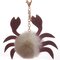 Women Faux Fur Crab Shape Bag Accessories Key Holder - Beige
