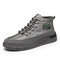 Men High Top Patchwork Lace Up Sport Casual Skate Shoes - Gray