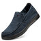 Men Breathable Light Weight Slip On Washed Canvas Shoes - Blue