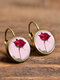Vintage Flower Pattern Women Earrings Glass Printed Pendant Earrings Ear Hooks - #15
