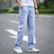 Mens jeans trousers slim loose straight jeans stretch - Light blue 066