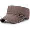 Men Simple Washed Cotton Flat Top Caps Hat Adjustable Outdoor Hunting Sunscreen Army Caps - Coffee
