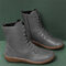 Large Size Zipper Mid Calf Solid Color Knight Boots - Gray