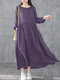 Solid Color A-line Loose Plus Size Dress - Purple