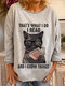 Cartoon Cat Print Long Sleeve O-neck Plus Size Sweatshirt For Women - #02