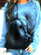 Horse Print Long Sleeve O-neck Casual Sweatshirt For Women - Blue