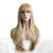 Women Long Gold Hair Wigs Fluffy Straight Bangs Super Wave Synthetic Artificial Hair - 01