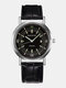 8 Colors Metal Leather Men Vintage Watch Decorative Pointer Luminous Quartz Watch - Silver Case Black Dial Black Ban