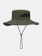 Men Wide Brim 9CM Outdoor Fishing Climbing UV Protection Sunshade Breathable Bucket Hat - Green