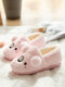 Women Lovely Fluffy Ball Decor Closed Toe Wrapped Heel Warm Home Shoes - Pink