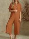 Casual Short Sleeve Button Lapel Plus Size Jumpsuit - Orange