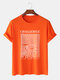Mens Line Mountain Letter Print Cotton Daily Short Sleeve T-Shirts - Orange