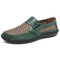 Men Breathable Mesh Fabric Round Toe Slip-on Hard Wearing Outdoor Shoes - Green