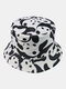 Women & Men Double-Sided Animals Panda Pattern Casual Cute Bucket Hat - White