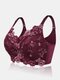 Embroidery Push Up Full Coverage Gather Thin Bras - Wine Red