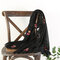 Womens Vogue Vintage Cotton Linen Embroidery Breathable Warm Scarf 180*70cm Oversize Shawl - Black