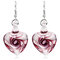 Trendy Handmade Ethnic Jewelry Earrings Flower Pattern Heart Dangle Earrings for Women - Brown