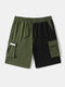 Short masculino costurado em dois tons Comprimento cordão Cargo shorts - Exército verde