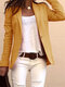 Solid Color Casual Long Sleeve Blazer Suit Jacket For Women - Khaki