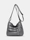 Women Vintage Anti-theft Multi-pocket PU Leather Crossbody Bag Shoulder Bag - Gray