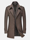 Mens Wool Detachable Scarf Mid Long Trench Coats Business Casual Stylish Coat Slim Fit Jackets-6 Colors - Light Coffee