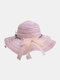 Women Flower Bowknot Decoration Wave Hat Wide Brim Sunscreen Straw Hat - Purple