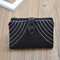 Women PU Fold Short Wallet Elegant Clutches Wallet Purse Coin Bag - Black