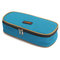 Large Capacity Canvas Zipper Pencil Case Pen Cosmetic Travel Makeup Bag - Blue